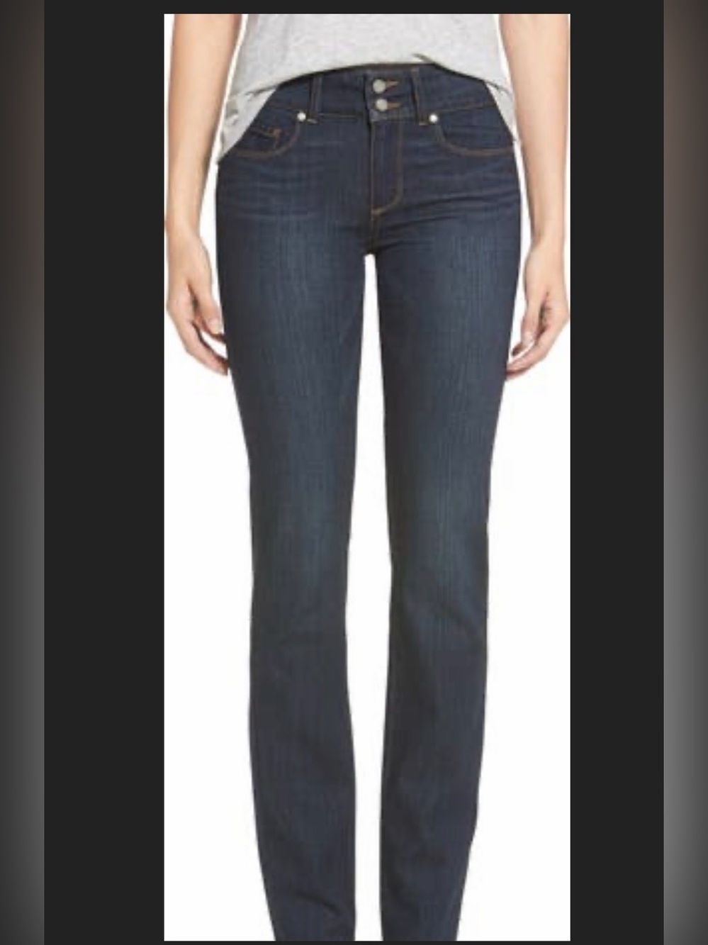 Paige Dark Blue Hidden Hills Straight Jeans 28